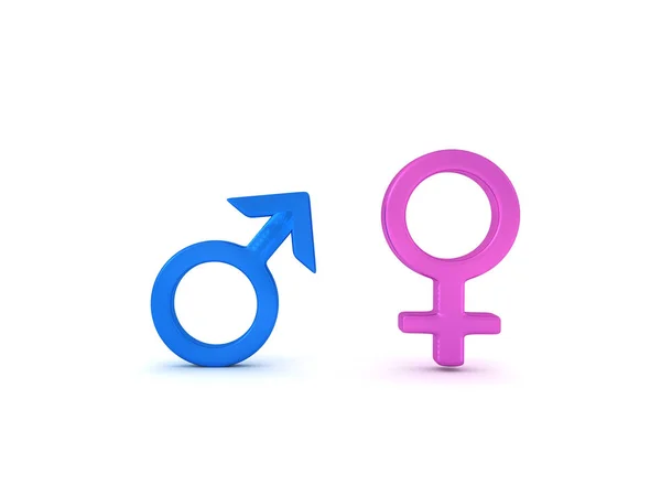 Renderização Símbolos Gênero Masculino Feminino Rendering Isolado Branco — Fotografia de Stock