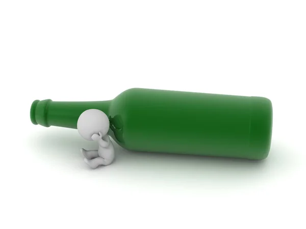 Upset Character Large Bottle Isolated White Background — Stock Photo, Image