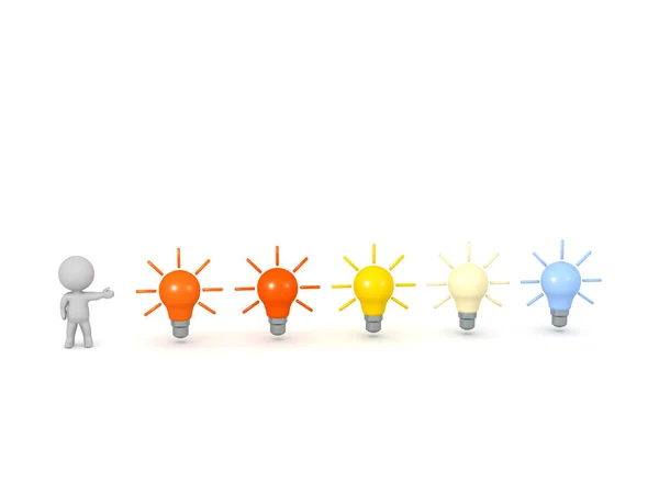 Character Warm Cool Color Light Bulbs Isolated White Background — Stock Photo, Image