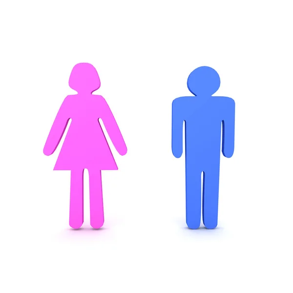 男性和女性剪影的3d 渲染 — 图库照片