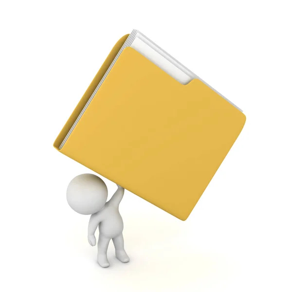 3D Character Holding Up a Large Folder — Stock Photo, Image