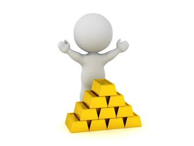 Altın külçe ile 3D karakter