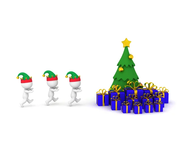 3D Characters Running to get Gifts — Stock Photo, Image