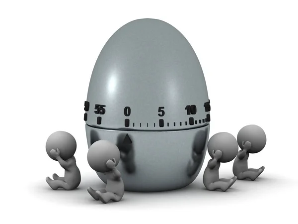 Hangsúlyozta a 3D-s karakterek a nagy tojás időzítő — Stock Fotó