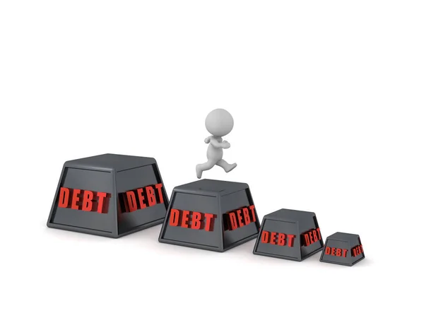 3D Character Running to Lower Debt — Stock Photo, Image