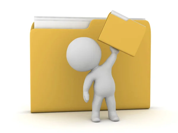 3D Character with Folders — Stock Photo, Image