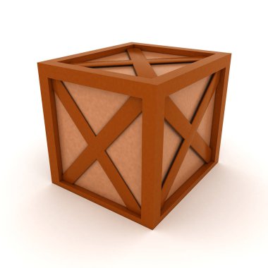 bir ahşap sandık 3D render