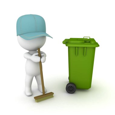 süpürge ve tekerlek depo gözü ile 3D hizmetli