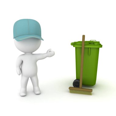 3D hademe gösteren süpürge ve tekerlek bin