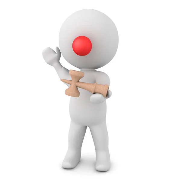 3D персонаж грає з іграшкою кендама — стокове фото