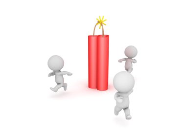 Üç karakter uzak dinamit bomba çalışan