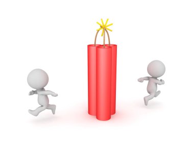 3D karakterler uzak dinamit bomba çalışan