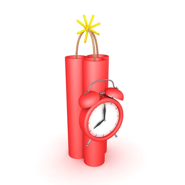 3D Rendering of dynamite with clock strapped to it — Stock Photo, Image