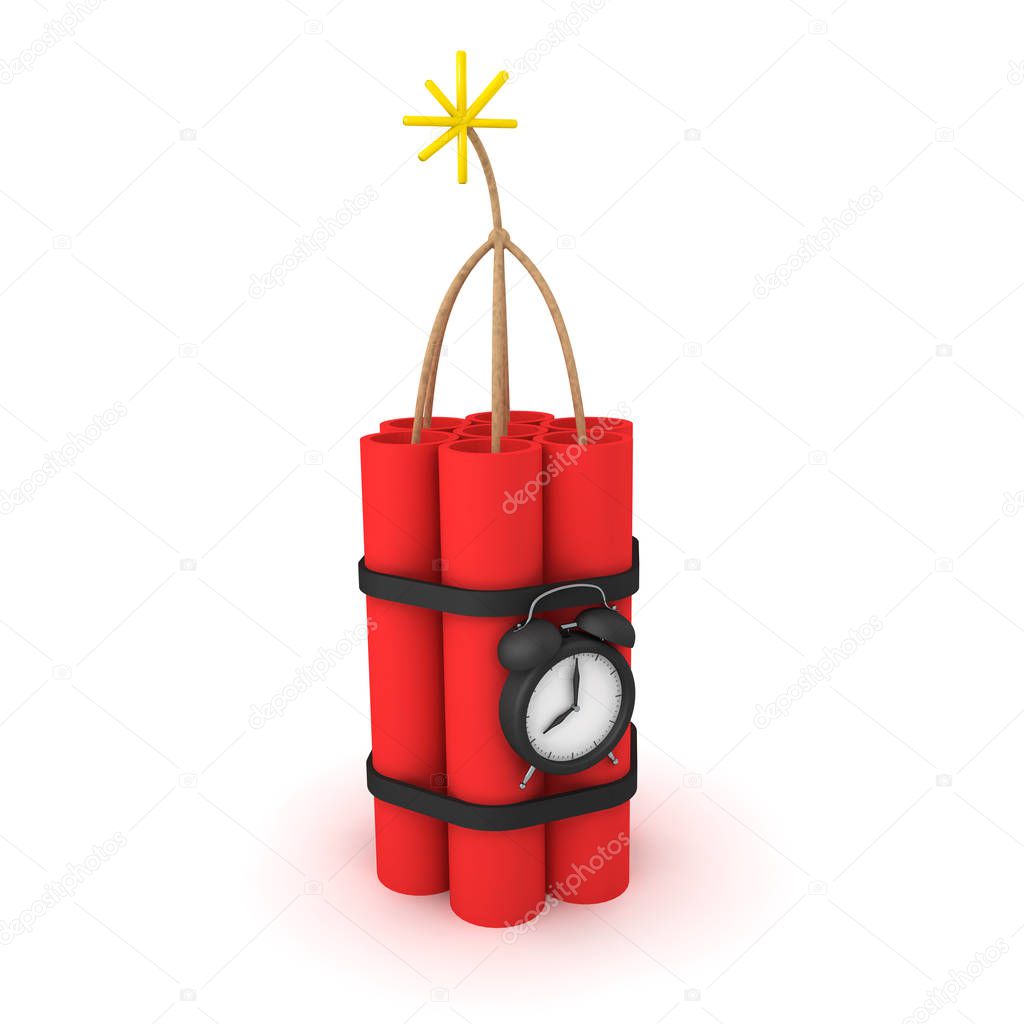  3D Rendering of ignited timebomb