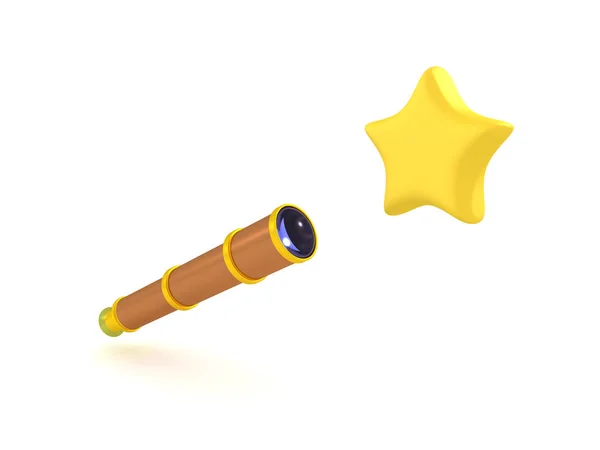 3D Rendering of telescope and star — Stock Photo, Image