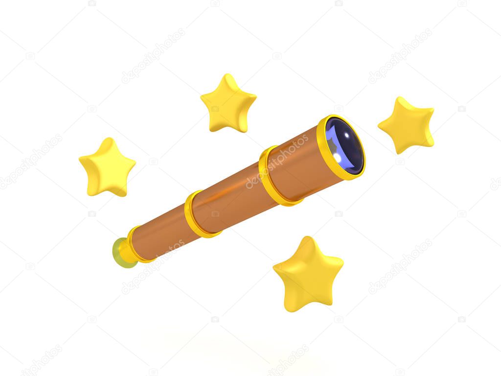 3D Rendering of telescope and star