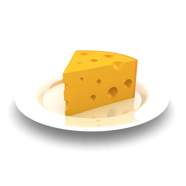 3D-Darstellung von Teller mit Käse — Stockfoto