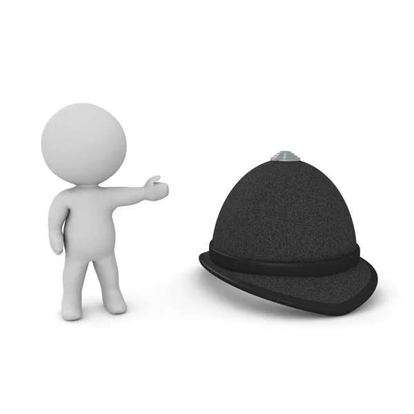 3d Karakter İngiliz polis şapkası gösteren — Stok fotoğraf