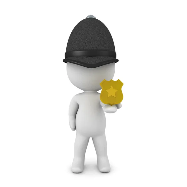 Agent 3D montrant le badge de la police — Photo
