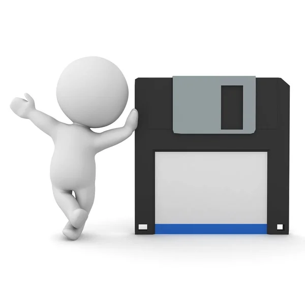 3D-teken dat op diskette wordt leunend — Stockfoto