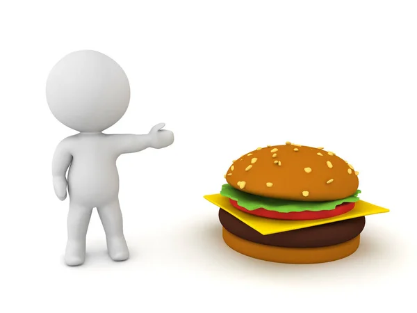 3D charakter przedstawiający Hamburger — Zdjęcie stockowe