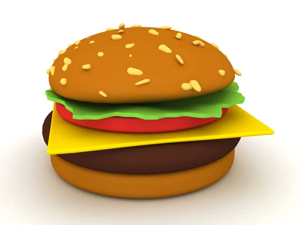 Representación 3D de hamburguesa de comida rápida — Foto de Stock
