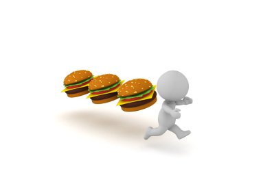 3d Karakter hamburger tarafından kovalanan ediliyor