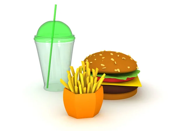 Rendering 3D del menu fast food — Foto Stock