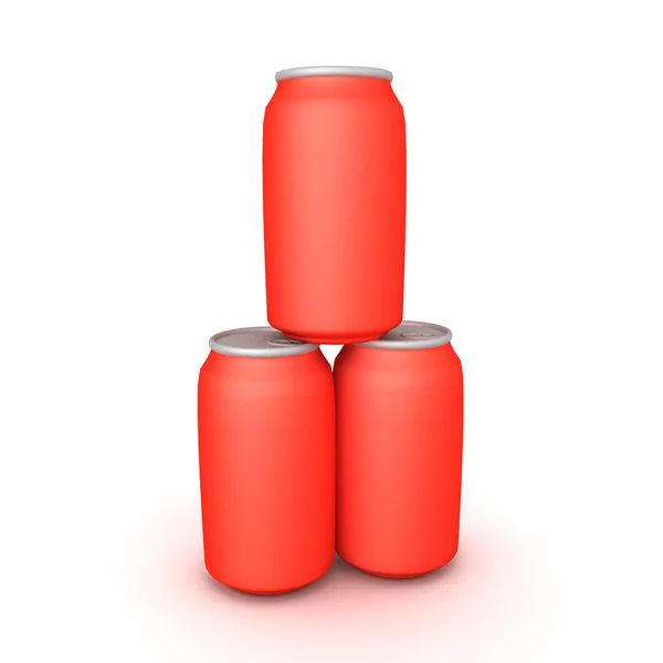 3D Renderização de três latas de refrigerante — Fotografia de Stock