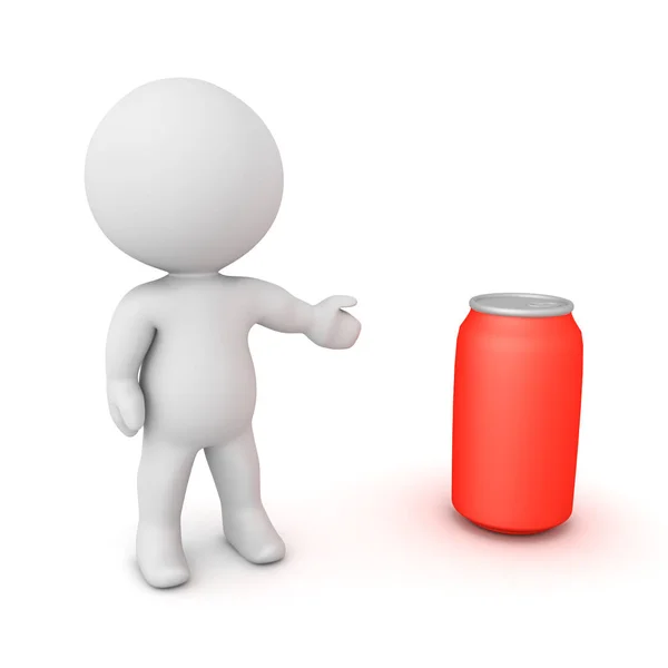 赤いソーダ缶を示す3d文字 — ストック写真