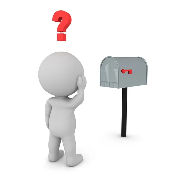 2155 3D Character looking confused at mailbox — Stock Photo, Image