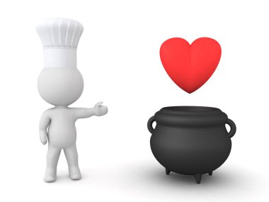 3D Chef cooking love potion clipart
