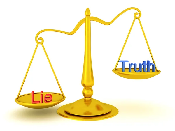 3D rendering prawdy kontra kłamstwo pojęcie sprawiedliwości — Zdjęcie stockowe