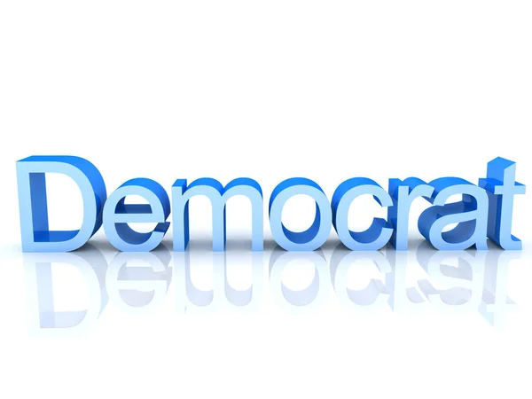 3D-rendering van blauwe tekst die democraat zegt — Stockfoto