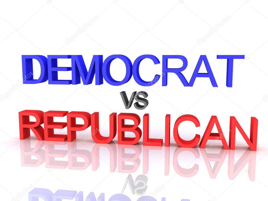 3D Rendering of Democrat vs Republican text