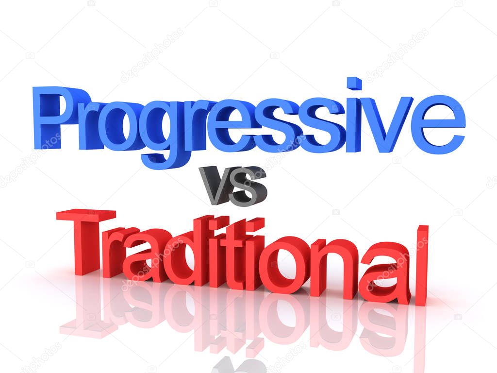 3D Rendering of Traditional vs Progressive text