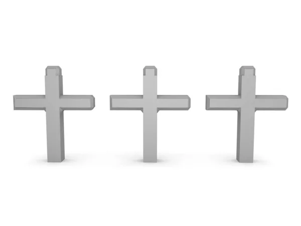 Prostorové vykreslování tří křížů — Stock fotografie