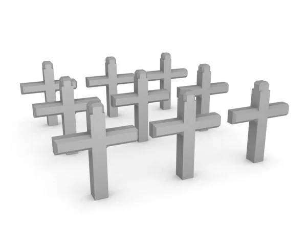 Representación 3D de cementerio con cruces — Foto de Stock