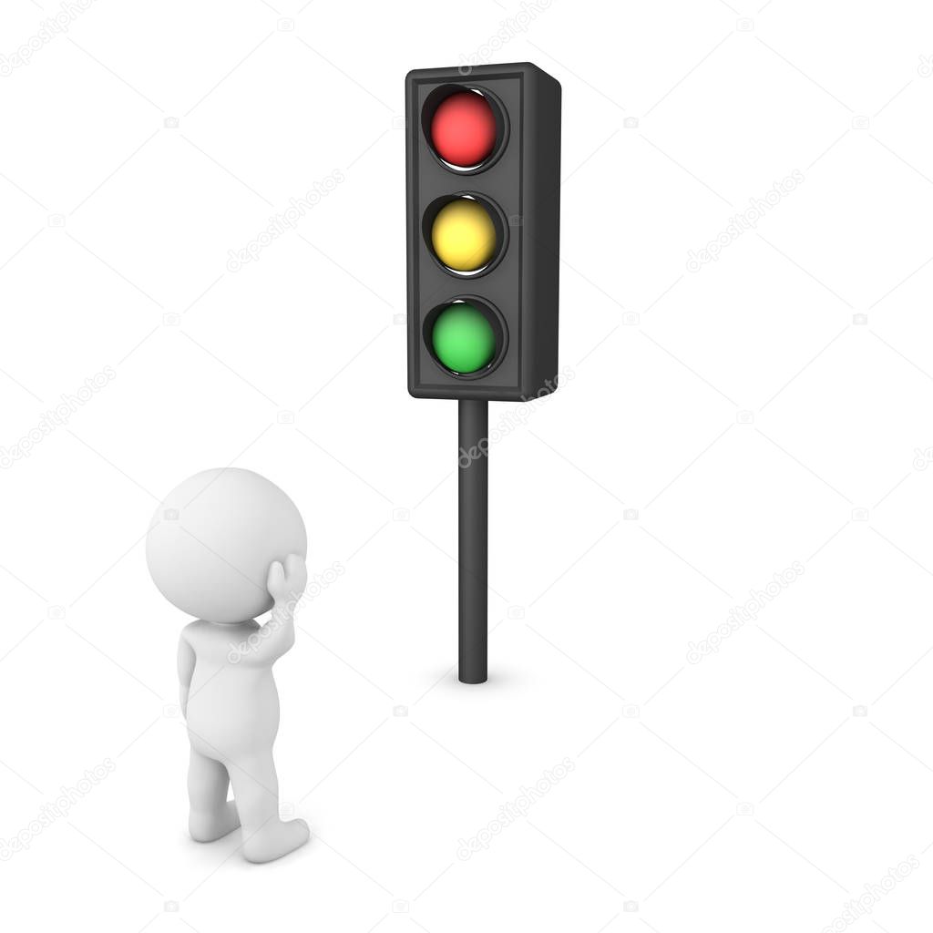 3D Character waiting for traffic light to change