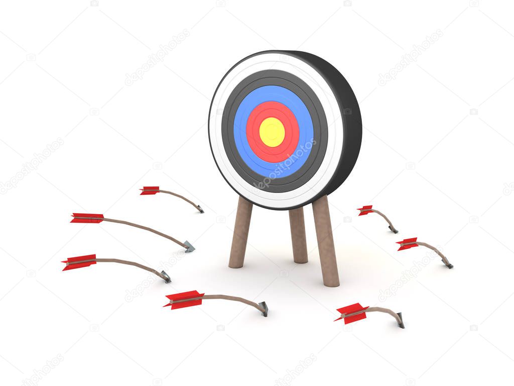 3D Rendering of arrows missing the target