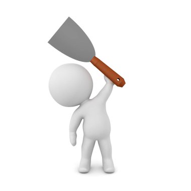 3d Karakter boya kazıyıcı spackle kadar tutarak