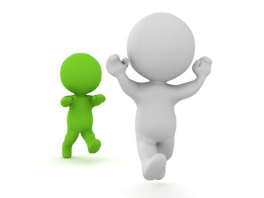 3D karakter ile silah zombi tarafından kovaladı kaldırdı