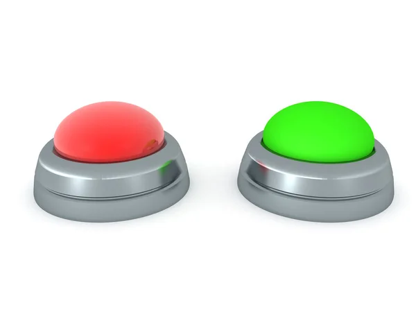 3D рендеринг красных и зеленых кнопок — стоковое фото