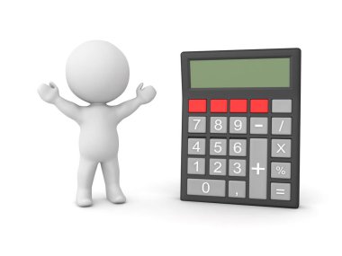 Mutlu 3d Karakter retro cep hesap makinesi yanında