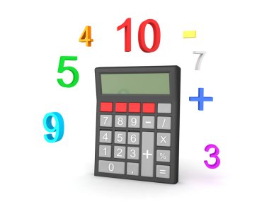 Etrafında numaraları ile 3d Cep hesap makinesi