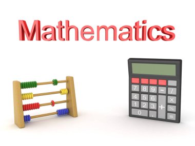 Abacus ve hesap makinesi belo ile matematik metin 3d Rendering