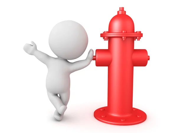 3D znak se opírá o červený požární hydrant — Stock fotografie