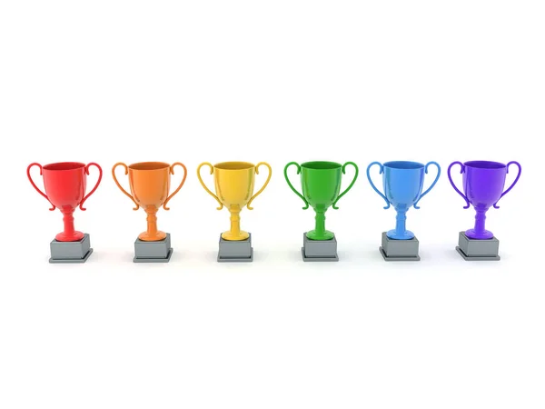 3D Rendering of multi colored trophies — Stock Photo, Image