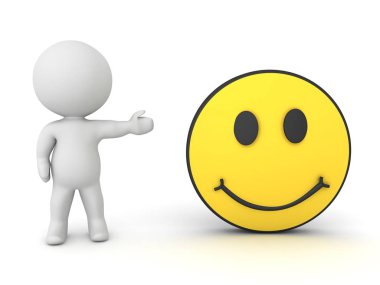 3d Karakter gösteren sarı gülümseme emoji