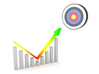 3d Grafik geri dönüş gösteren ve hedefe ulaşmak için güçlü olmak